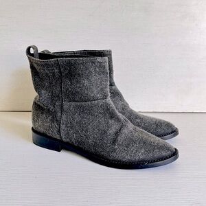 Theyskens Theory Women’s US 6.5 Pull On Casual Ankle Booties Grey Fabric Italy